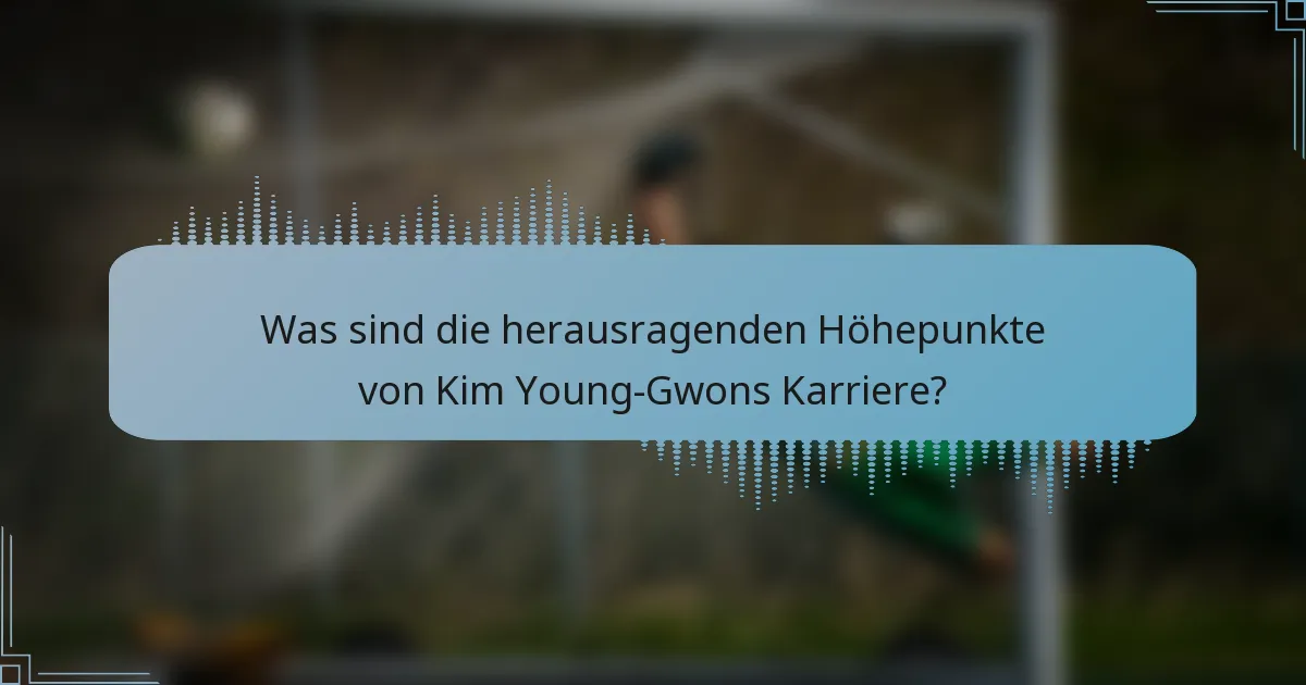 Was sind die herausragenden Höhepunkte von Kim Young-Gwons Karriere?